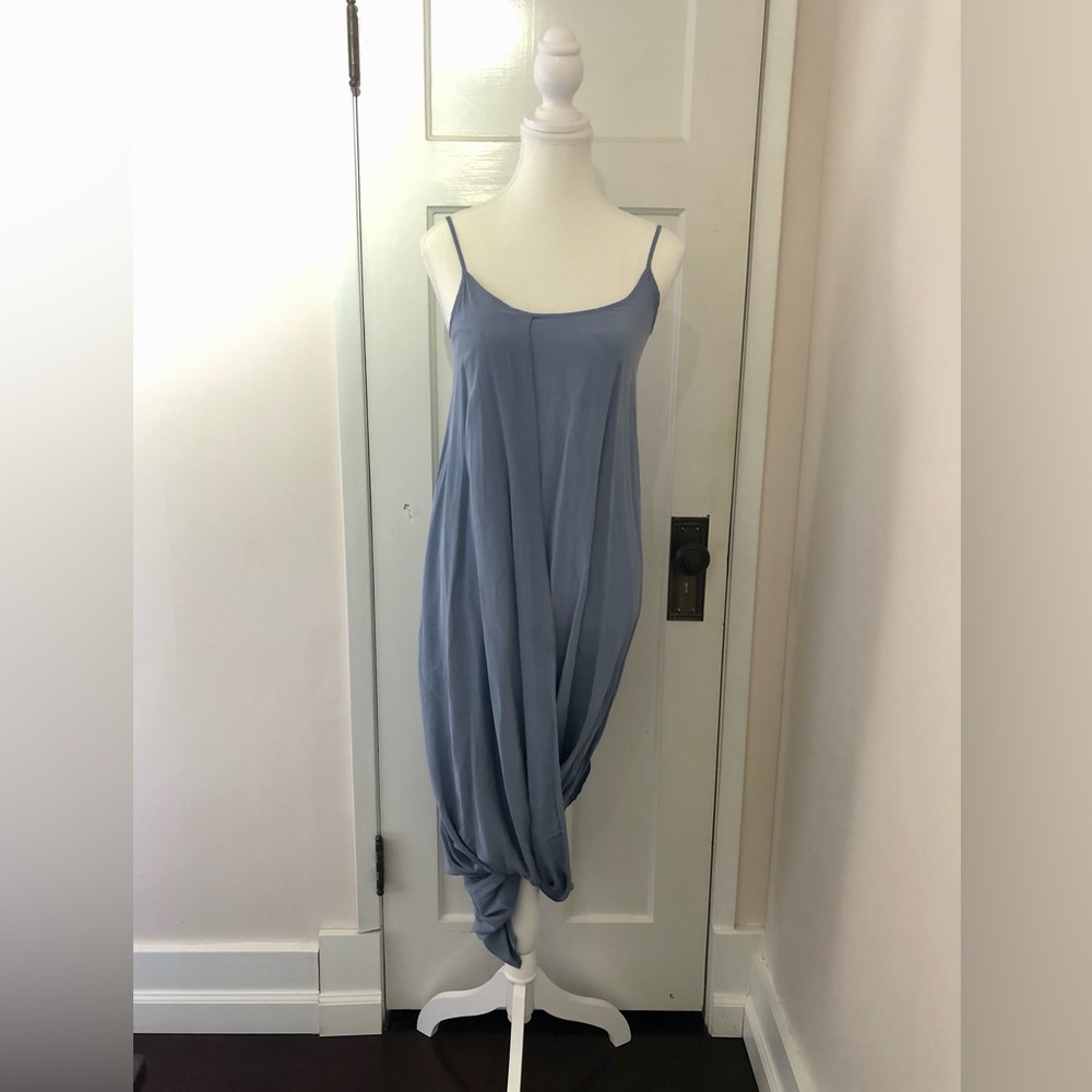 Nicole Brigder Elegant Blue Draped Women's Dress
